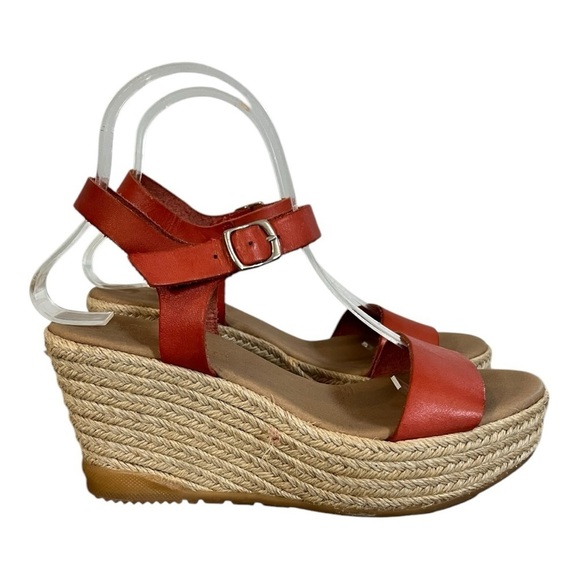 Apaseart Espadrilles Women's Wedge Shoes Size 39 Dark Orange Leather - Picture 1 of 7